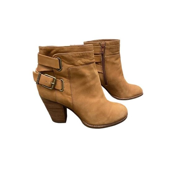 Gianni Bini Brown Ankle Booties Fall Winter Wear Comfy Leather Upper Size 6.5 - Picture 1 of 8